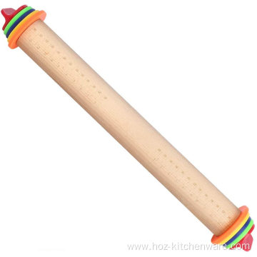 Wood Rolling Pin with Removable Thickness Ring